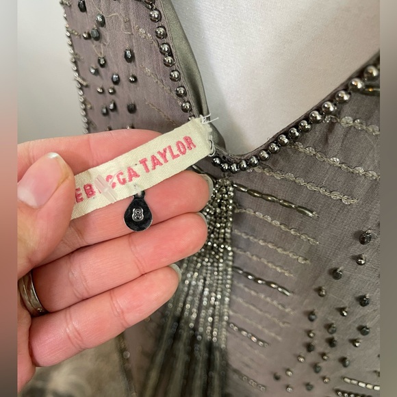 NWT Rebecca Taylor 20s 100%  Silk Beaded Slip Mini A Line Dress size 8 Flapper - Picture 4 of 9